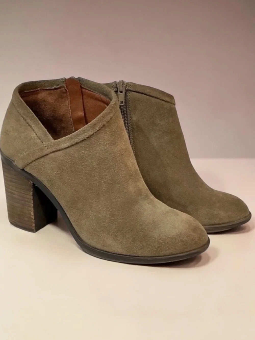 Lucky Brand LK-Salza Leather Suede Zip Up Salza Booties Ankle Boots